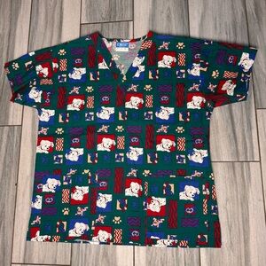 Vintage 101 Dalmations Dog Disney Scrub Top Shirt Size XL Medical Nursing